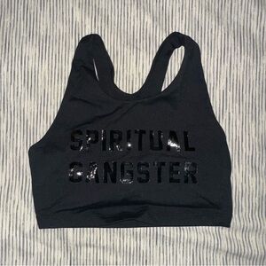 SPIRITUAL GANGSTER Branded Black Sports Bra